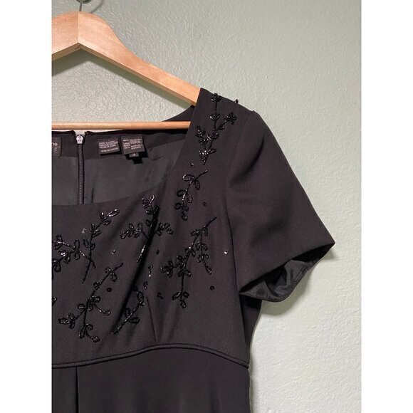 Vintage Liz Claiborne Night Women's Beaded Sequin Black Long Dress Size 12 - Picture 4 of 8